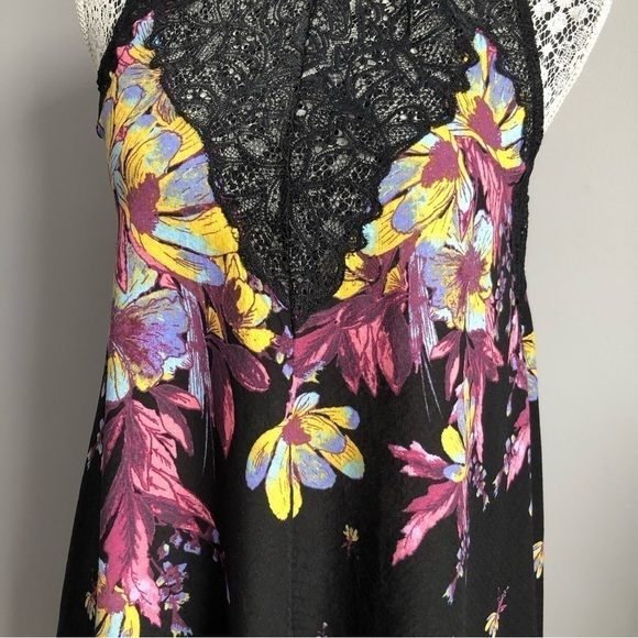 Free People Marsha Floral Print Lace Slip Dress festival boho oversized XS - Picture 4 of 10